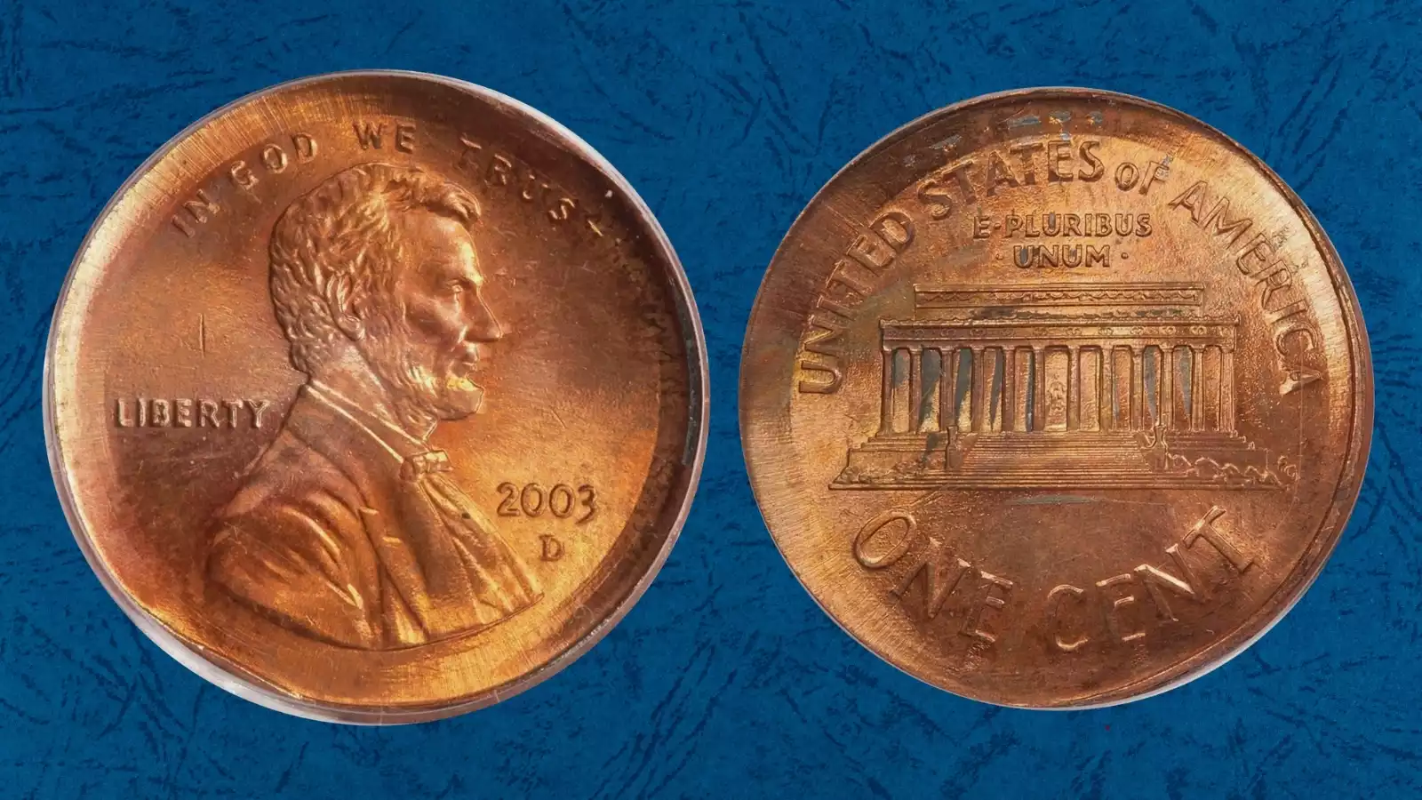 2003-D Lincoln penny broadstrike error showing coin wider than normal with missing raised rim