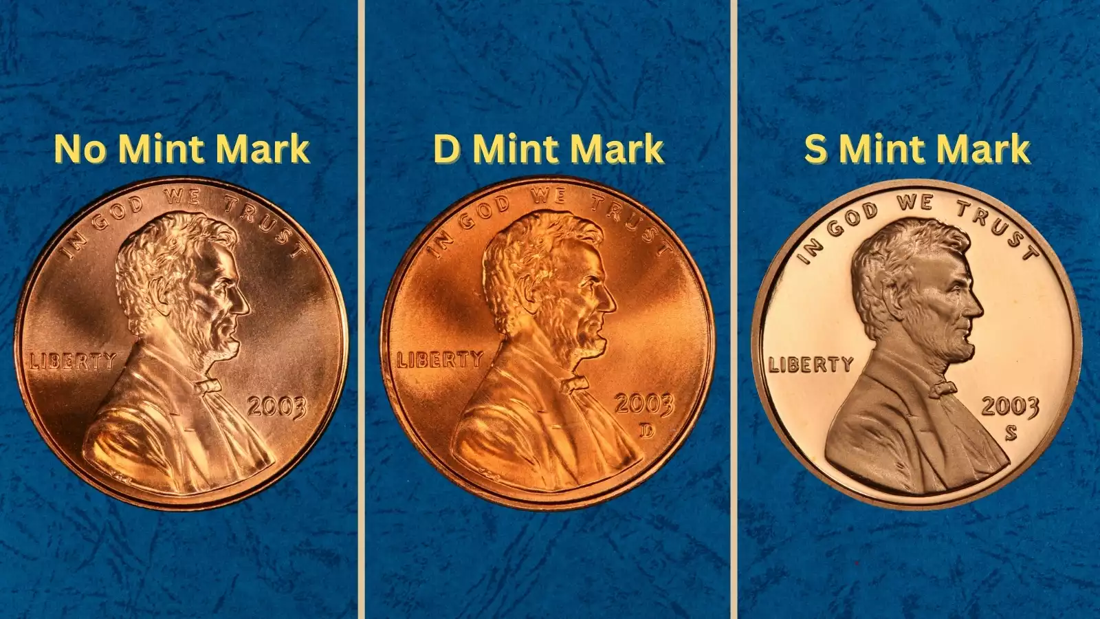 Group of 2003 Lincoln Memorial pennies from Philadelphia, Denver, and San Francisco showing various grades and mint marks